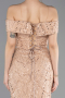Beige Long Beaded Evening Dress ABU5492