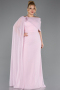 Powder Color Long Chiffon Plus Size Evening Dress ABU5419