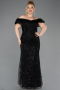 Long Black Beaded Plus Size Evening Dress ABU5548