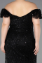 Long Black Beaded Plus Size Evening Dress ABU5548