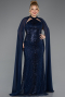 Long Navy Blue Plus Size Engagement Dress ABU5596