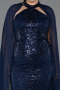 Long Navy Blue Plus Size Engagement Dress ABU5596