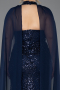 Long Navy Blue Plus Size Engagement Dress ABU5596