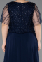 Long Navy Blue Chiffon Formal Plus Size Dress ABU5554