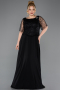 Long Black Chiffon Formal Plus Size Dress ABU5554