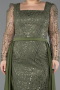 Olive Drab Long Beaded Plus Size Engagement Dress ABU4761