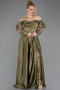 Long Olive Drab Satin Formal Plus Size Dress ABU5261