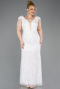 White Long Beaded Plus Size Evening Dress ABU5336