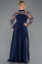 Long Navy Blue Dantelle Plus Size Evening Dress ABU5657