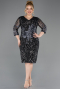 Short Black-Anthracite Scaly Plus Size Evening Dress ABK1284