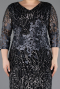 Short Black-Anthracite Scaly Plus Size Evening Dress ABK1284