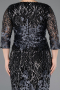 Short Black-Anthracite Scaly Plus Size Evening Dress ABK1284