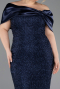 Midi Navy Blue Beaded Plus Size Cocktail Dress ABK2509