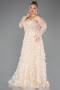 Long Gold Plus Size Engagement Dress ABU5660