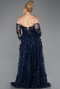 Long Navy Blue Plus Size Engagement Dress ABU5660
