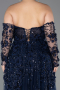 Long Navy Blue Plus Size Engagement Dress ABU5660