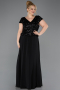 Long Black Chiffon Plus Size Evening Dress ABU5651