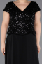 Long Black Chiffon Plus Size Evening Dress ABU5651