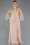 Long Gold Chiffon Plus Size Evening Dress ABU5624