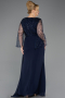 Long Navy Blue Chiffon Plus Size Evening Dress ABU5624