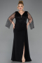 Long Black Chiffon Plus Size Evening Dress ABU5624