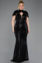 Long Black Beaded Plus Size Evening Gown ABU5698