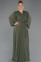 Olive Drab Long Chiffon Plus Size Evening Dress ABU3075