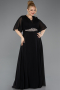 Long Black Chiffon Plus Size Evening Dress ABU5613