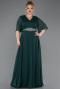 Long Emerald Green Chiffon Plus Size Evening Dress ABU5613
