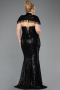 Long Black Beaded Plus Size Evening Gown ABU5698