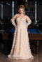 Long Gold Plus Size Engagement Dress ABU5660