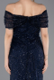 Long Navy Blue Beaded Evening Dress ABU5694