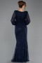 Long Navy Blue Beaded Evening Dress ABU5695