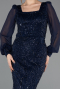 Long Navy Blue Beaded Evening Dress ABU5695