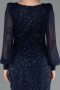 Long Navy Blue Beaded Evening Dress ABU5695