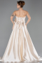 Beige Strapless High Slit Long Satin Graduation Prom Dress ABU4774