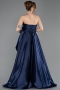 Navy Blue Strapless High Slit Long Satin Graduation Prom Dress ABU4774