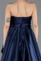 Navy Blue Strapless High Slit Long Satin Graduation Prom Dress ABU4774