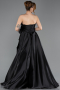 Black Strapless High Slit Long Satin Graduation Prom Dress ABU4774