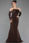 Brown Strapless Sleeve Accessories Long Mermaid Prom Dress ABU4398