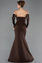 Brown Strapless Sleeve Accessories Long Mermaid Prom Dress ABU4398