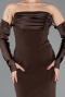 Brown Strapless Sleeve Accessories Long Mermaid Prom Dress ABU4398