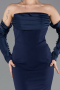 Navy Blue Strapless Sleeve Accessories Long Mermaid Prom Dress ABU4398