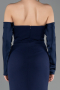 Navy Blue Strapless Sleeve Accessories Long Mermaid Prom Dress ABU4398