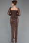 Long Brown Beaded Evening Dress ABU5699