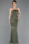 Olive Drab Long Beaded Evening Dress ABU5652