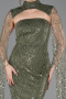 Olive Drab Long Beaded Evening Dress ABU5652