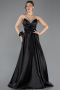 Black Long Satin Evening Dress ABU5541