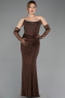 Long Brown Dantelle Evening Dress ABU5717