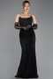 Long Black Dantelle Evening Dress ABU5717